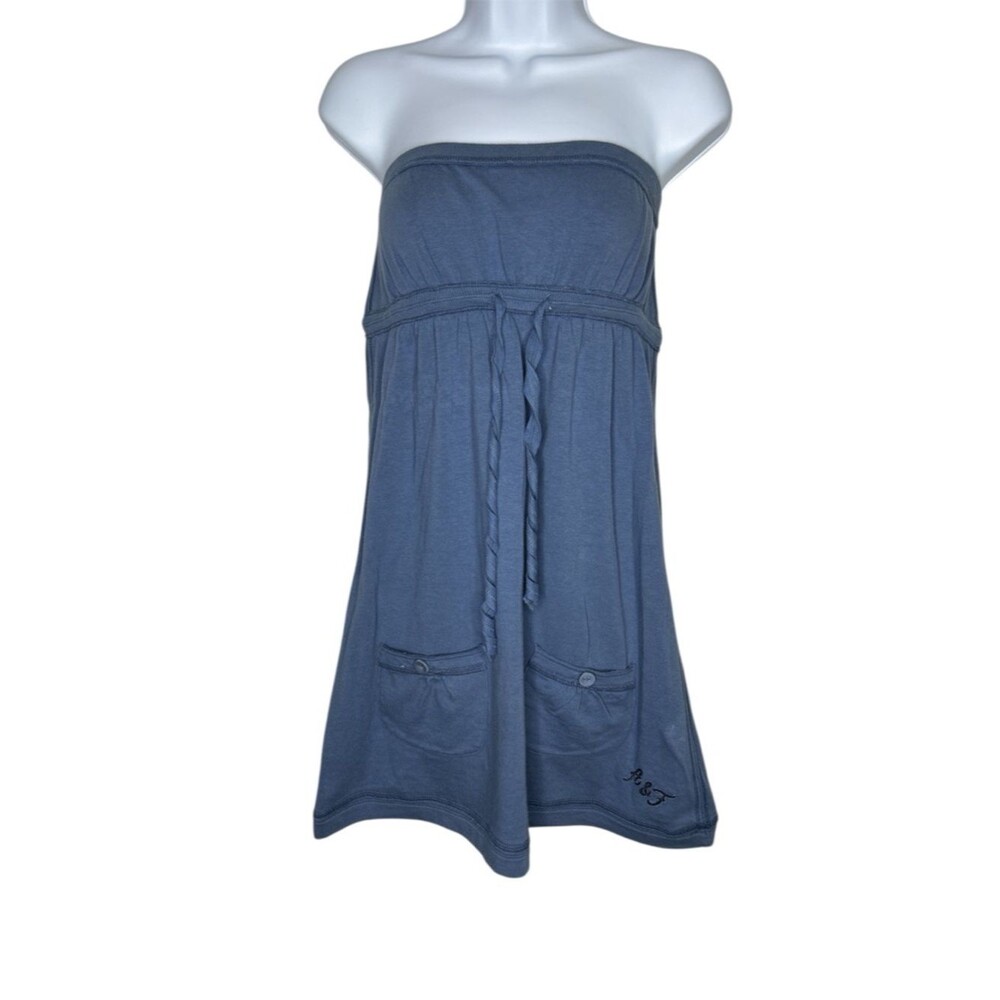Abercrombie & Fitch Y2K Strapless Babydoll Tube Top Blue Fairycore Coquette Larg